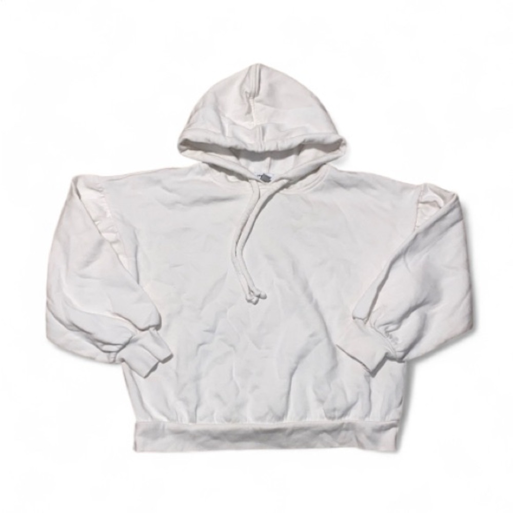 Nine West Women’s Ivory Puffy Sleeve Hoodie - Size L - Picture 2 of 3